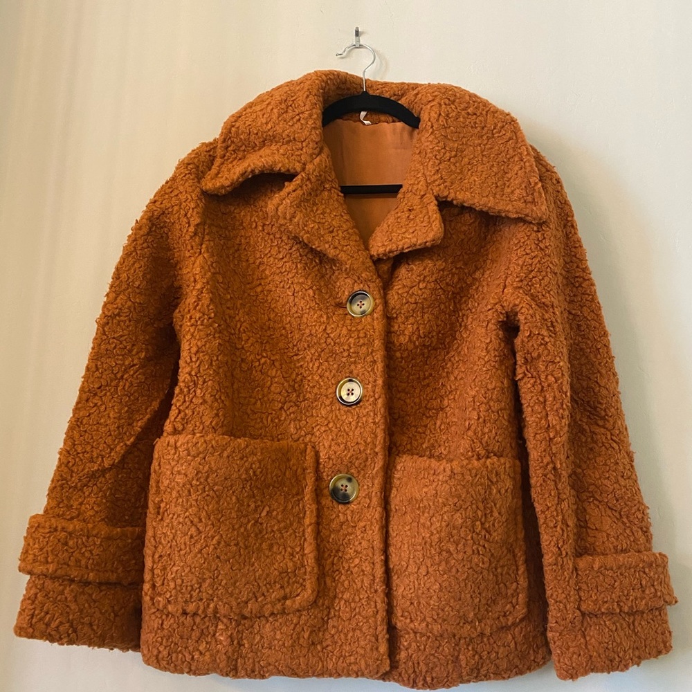Free people terra-cotta teddy bear jacket